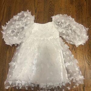 Tulleen White bell mariposa butterfly tulle dress Size 5/6